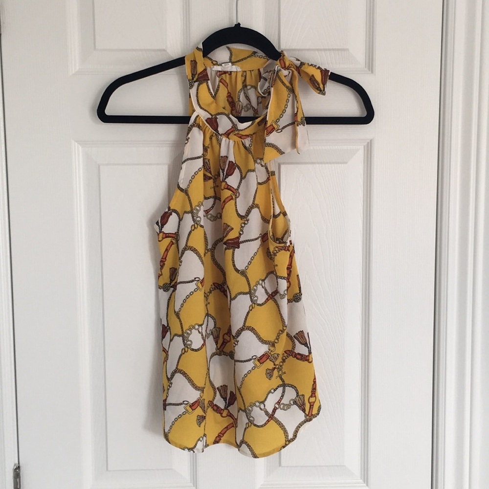 Yellow Tie Neck Top - Size S